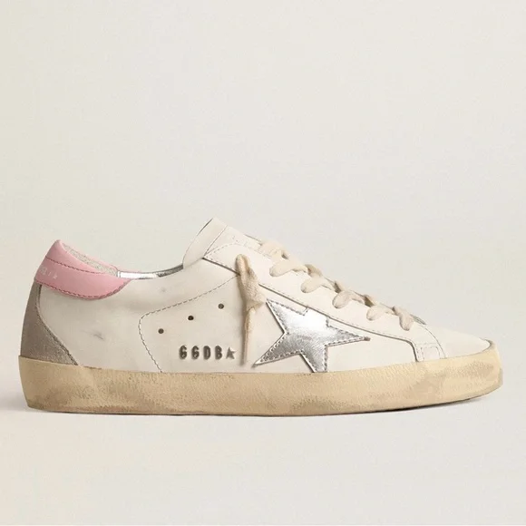 Golden Goose Women's Super-Star with silver leather star and pink heel tab - Picture 1 of 9